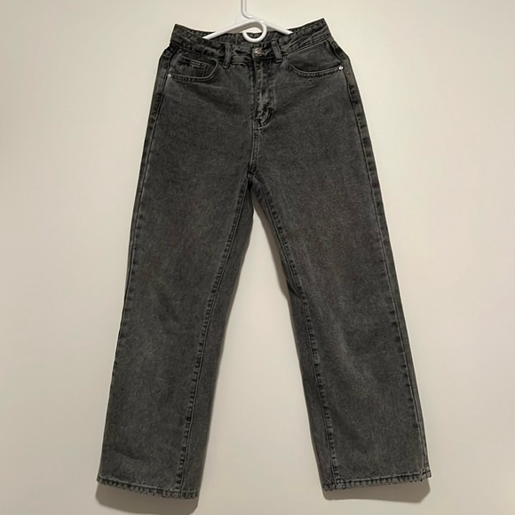 Denim Washed Up Grey Straight Leg Jeans - Picture 1 of 2